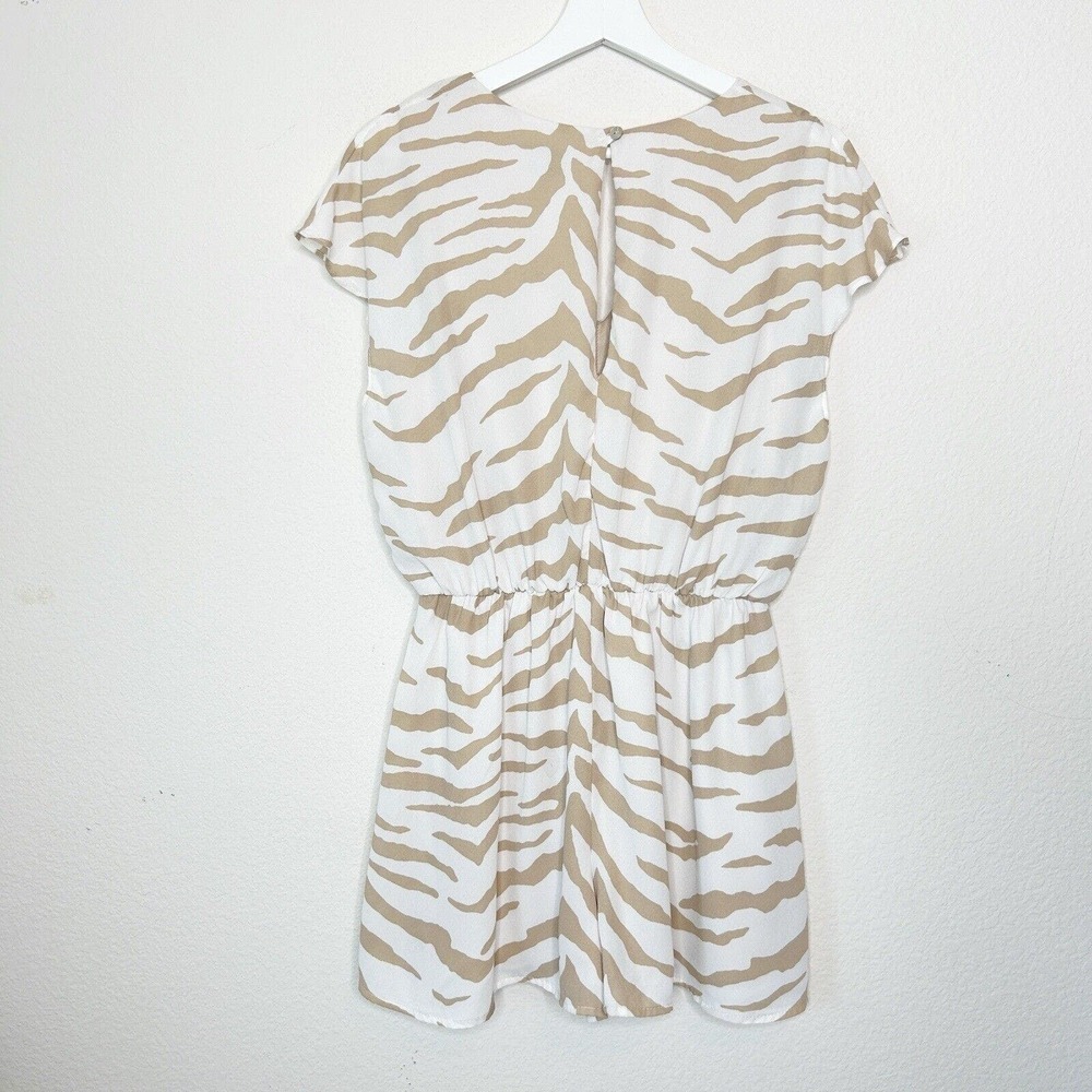Adrienne Tan and White Zebra Print Tie Elastic Waist Romper M - Picture 8 of 10